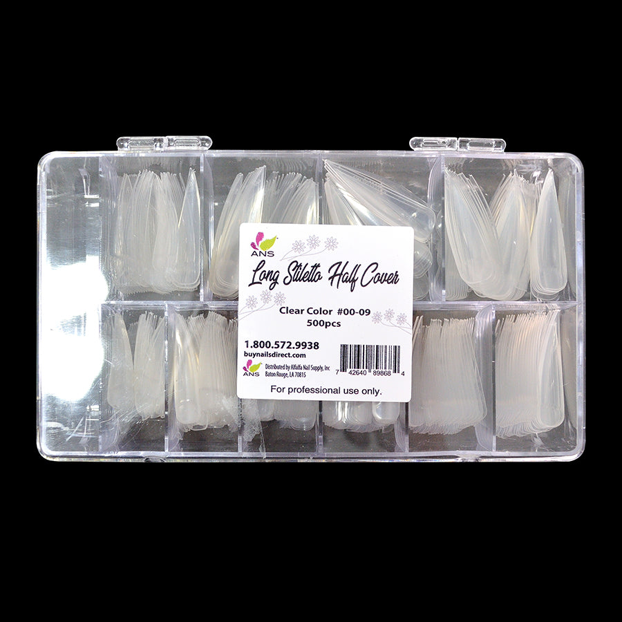 ANS Long Stiletto Half Cover - Clear - #00 - 09 - 500pcs
