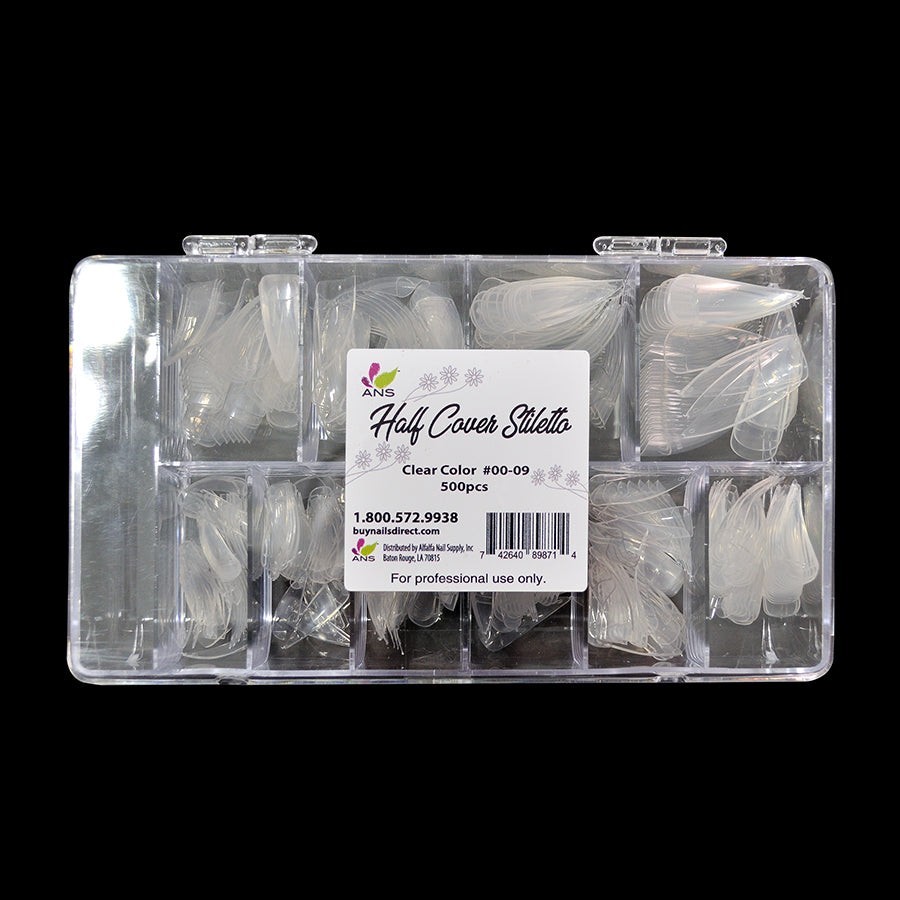 ANS Half Cover Stiletto - Clear - #00 - 09 - 500pcs