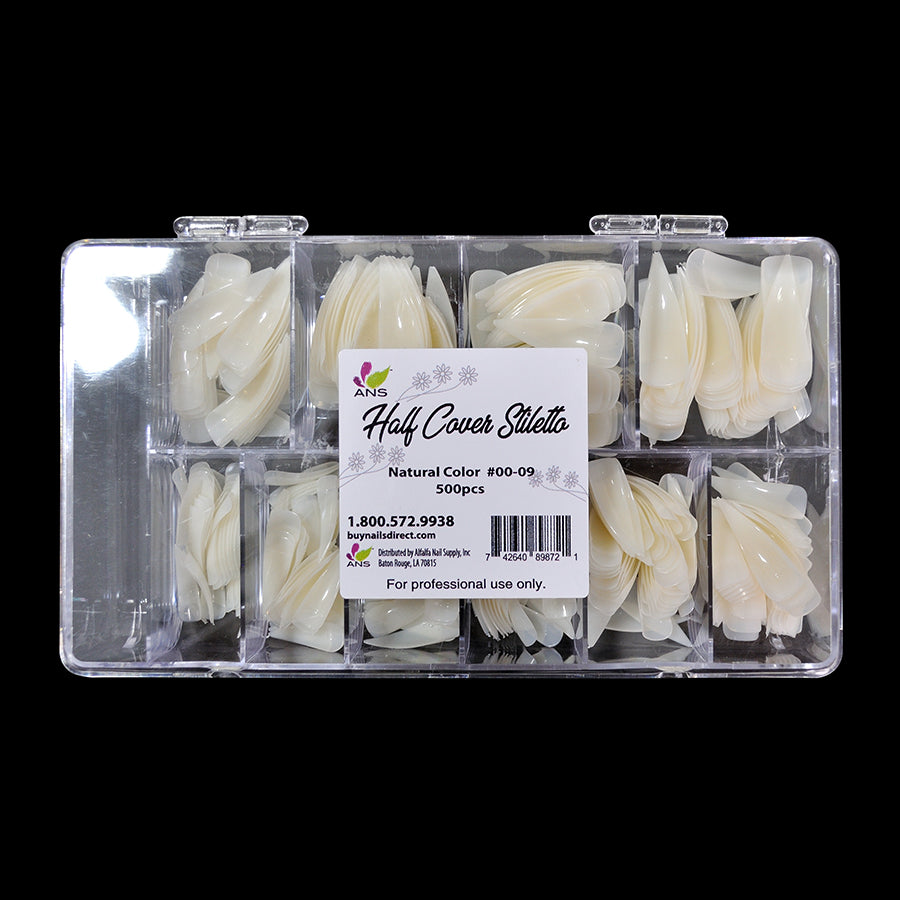 ANS Half Cover Stiletto - Natural - #00 - 09 - 500pcs