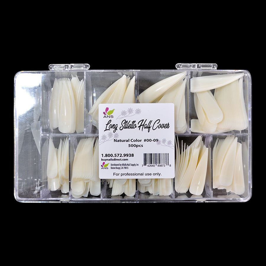 ANS Long Stiletto Half Cover - Natural - #00 - 09 - 500pcs