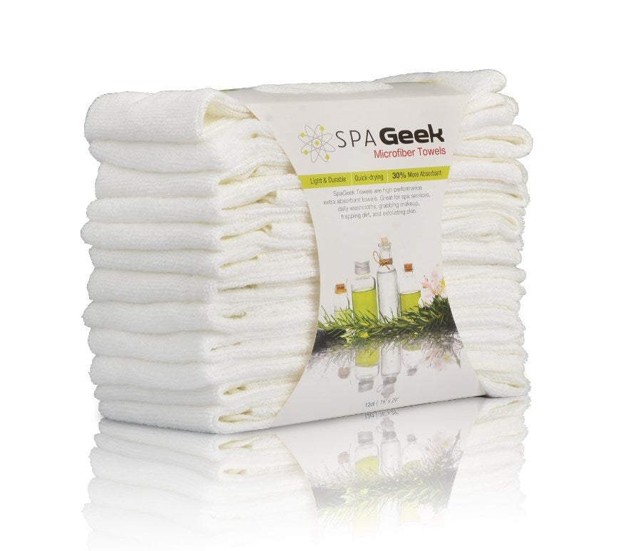 SpaGeek Microfiber Towel 29 x16 - White - 12ct
